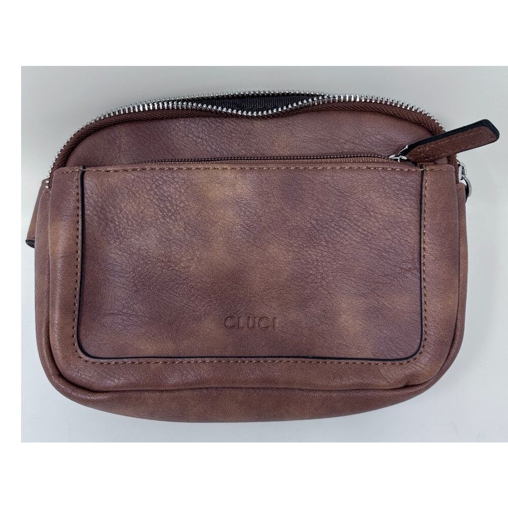 Cluci Women's Brown Fanny‎ Bag Lots of Compartments Credit Card Slots & Strap